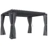 10 x 13 Ft. Aluminum Louvered Pergola with Curtains & Netting, Dark Gray