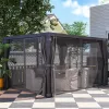 10 x 13 Ft. Aluminum Louvered Pergola with Curtains & Netting, Dark Gray