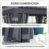 10 x 13 Ft. Aluminum Louvered Pergola with Curtains & Netting, Dark Gray