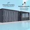 10 x 13 Ft. Aluminum Louvered Pergola with Curtains & Netting, Dark Gray