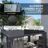 10 x 13 Ft. Aluminum Louvered Pergola with Curtains & Netting, Dark Gray