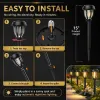 12 Pack Solar Pathway Lights, Warm White Rustic Garden Lights, Black
