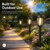 12 Pack Solar Pathway Lights, Warm White Rustic Garden Lights, Black