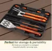 13-Pc. Stainless Steel BBQ Grill Tool Set with Wooden Handles & Carrying Case