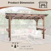 13' x 6.5' Wooden Pergola Grill Gazebo with Metal Roof, Bar Counters & Lights