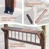 13' x 6.5' Wooden Pergola Grill Gazebo with Metal Roof, Bar Counters & Lights