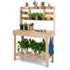 43.5-In. Fir Wood Garden Potting Bench with Potting Sink & Display Shelves
