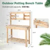 43.5-In. Fir Wood Garden Potting Bench with Potting Sink & Display Shelves