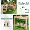 43.5-In. Fir Wood Garden Potting Bench with Potting Sink & Display Shelves