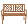 47.5-In. Acacia Wood 2-Person Garden Bench with Decorative Backrest, Brown