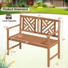 47.5-In. Acacia Wood 2-Person Garden Bench with Decorative Backrest, Brown