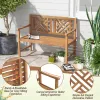 47.5-In. Acacia Wood 2-Person Garden Bench with Decorative Backrest, Brown