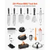 28-Pc. Stainless Steel Griddle & BBQ Tool Set with Presses, Basting Cover & Bag