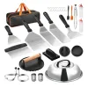 28-Pc. Stainless Steel Griddle & BBQ Tool Set with Presses, Basting Cover & Bag
