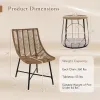 3-Piece Outdoor Rattan Bistro Set with Pet House Side Table, Light Brown