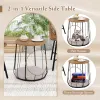 3-Piece Outdoor Rattan Bistro Set with Pet House Side Table, Light Brown