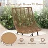 3-Piece Outdoor Rattan Bistro Set with Pet House Side Table, Light Brown