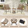 3-Piece Outdoor Rattan Bistro Set with Pet House Side Table, Light Brown