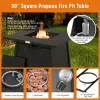 30-In. Square Propane Fire Table, 50,000 BTU Steel Fire Pit with Cover