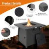 30-In. Square Propane Fire Table, 50,000 BTU Steel Fire Pit with Cover