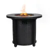 30-In. Propane Fire Pit Table, 50,000 BTU Round Steel Patio Fire Pit, Black