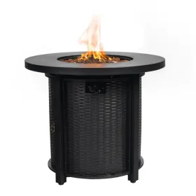 30-In. Propane Fire Pit Table, 50,000 BTU Round Steel Patio Fire Pit, Black