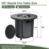 30-In. Propane Fire Pit Table, 50,000 BTU Round Steel Patio Fire Pit, Black