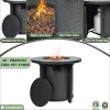 30-In. Propane Fire Pit Table, 50,000 BTU Round Steel Patio Fire Pit, Black