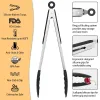 3-Pc. Silicone Kitchen Tongs Set, 7-In., 9-In. & 12-In., Black