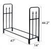 4-Ft. Outdoor Steel Firewood Rack, 880-Lb. Heavy-Duty Log Holder, Black