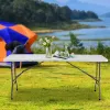 4FT Folding Picnic Table, Portable Plastic Party Table with Carry Handle