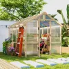 6.6 x 8 Ft. Wooden Polycarbonate Walk-In Greenhouse with Roof Vent