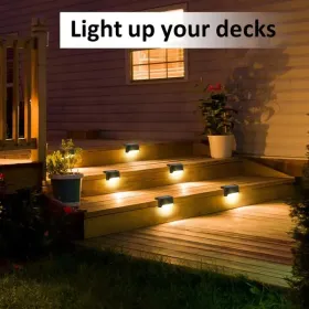 8-Pack Solar Deck & Step Lights with 3000K Warm White LEDs, Black