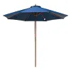 9-Ft. Wooden Patio Umbrella with Pulley, Navy