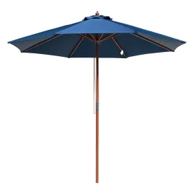 9-Ft. Wooden Patio Umbrella with Pulley, Navy