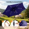 9-Ft. Solar LED Tilt Patio Umbrella with Crank, 6-Rib, Navy Blue