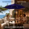 9-Ft. Solar LED Tilt Patio Umbrella with Crank, 6-Rib, Navy Blue