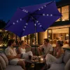 9-Ft. Solar LED Tilt Patio Umbrella with Crank, 6-Rib, Navy Blue