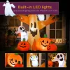 7.5ft Lighted Halloween Inflatable Tree with Owl, Ghost & Pumpkins