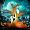 7.5ft Lighted Halloween Inflatable Tree with Owl, Ghost & Pumpkins
