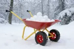 Children's Metal Wheelbarrow, 2-Wheel Design, 33-Lb. Capacity, Red & Yellow