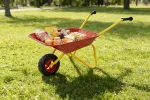 Children's Metal Wheelbarrow, 2-Wheel Design, 33-Lb. Capacity, Red & Yellow