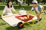 Children's Metal Wheelbarrow, 2-Wheel Design, 33-Lb. Capacity, Red & Yellow