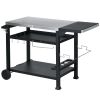 49.25-In. Outdoor Grill Cart & Prep Table with Folding Side Shelf, Black