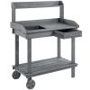 Wood Garden Potting Bench with Wheels, Removable Sink & Storage, Gray