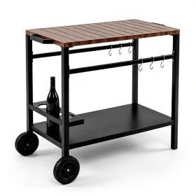 38-Inch Stainless Steel Grill Prep Table with storage, Rolling BBQ Cart with Spice Rack
