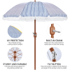 9-Ft. Striped Patio Umbrella with Crank, Tilt & Tassel Trim, Blue/White