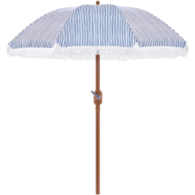 9-Ft. Striped Patio Umbrella with Crank, Tilt & Tassel Trim, Blue/White