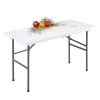 4FT Folding Picnic Table, Portable Plastic Party Table with Carry Handle