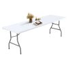 8FT Folding Picnic Table for Outdoor, Portable Fold-in-Half Plastic Dining Picnic Party Table with Carrying Handle